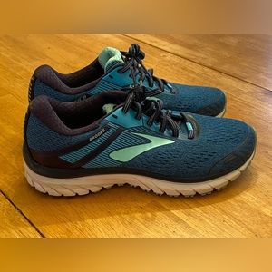 Brooks Women's Adrenaline GTS 18 Running Shoes, Navy/Teal/Mint, 8 Medium US EUC